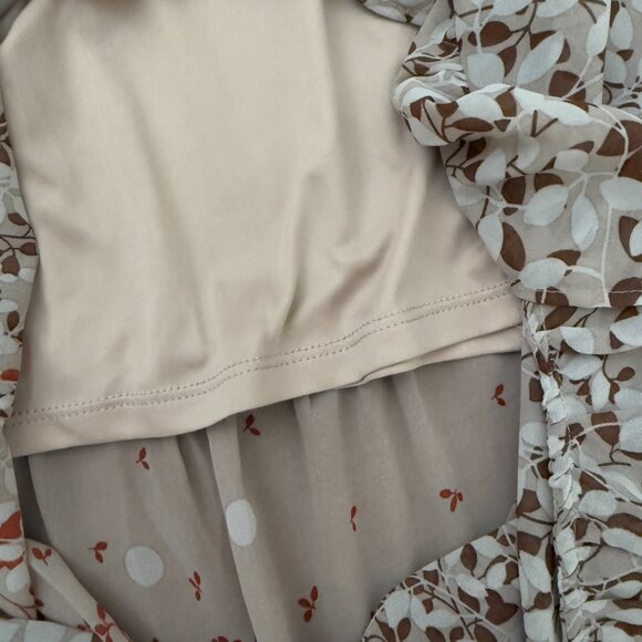 Women Express  Boho Maxi Cottage Prairie Hippie Western Dress in Beige Sz Small - Picture 7 of 8